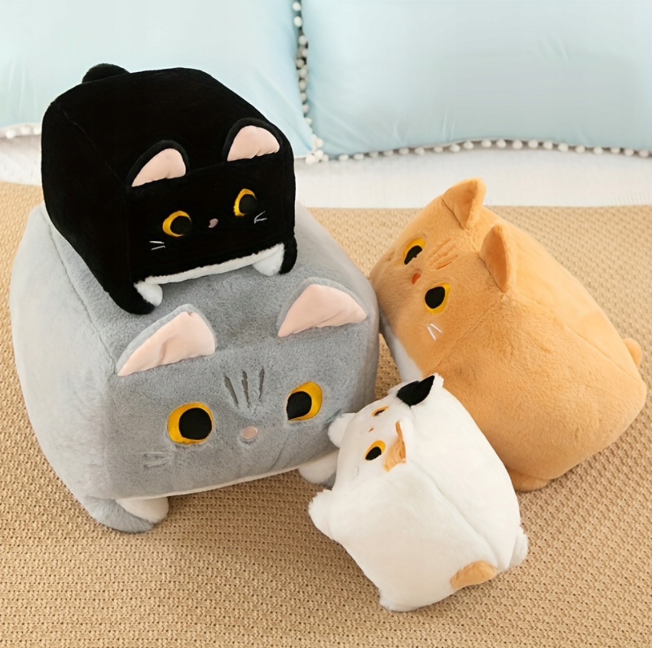 MASKOTKA *KWADRATOWY KOTEK* 20 CM SZARY KOT PLUSZOWY PODUSZKA PLUSZAK - obrazek 6