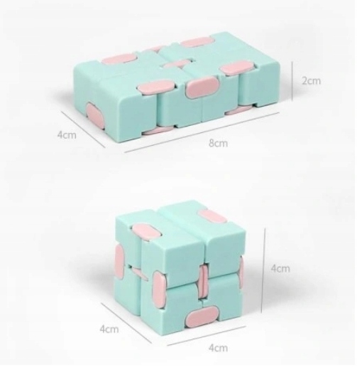 Kostka logiczna antystresowa Fidget Cube 4 cm Zielono-Różowa - obrazek 6