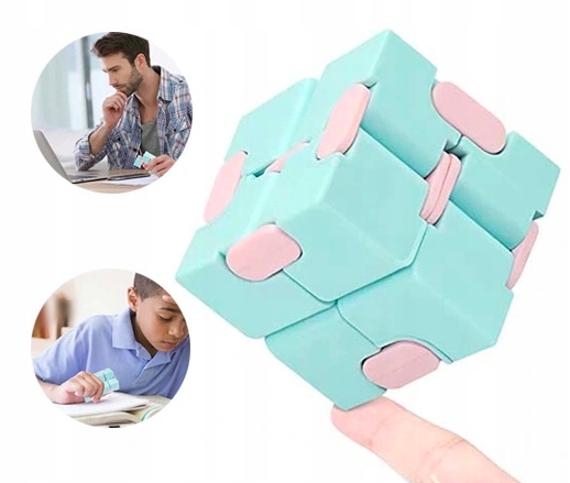 Kostka logiczna antystresowa Fidget Cube 4 cm Zielono-Różowa - obrazek 5